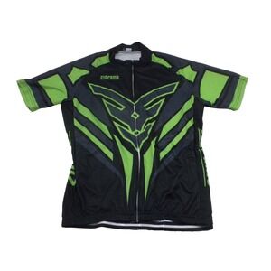 21 Grams Cycling Jersey‎ Mens XL Black Green Full Zip Racing Short Sleeve